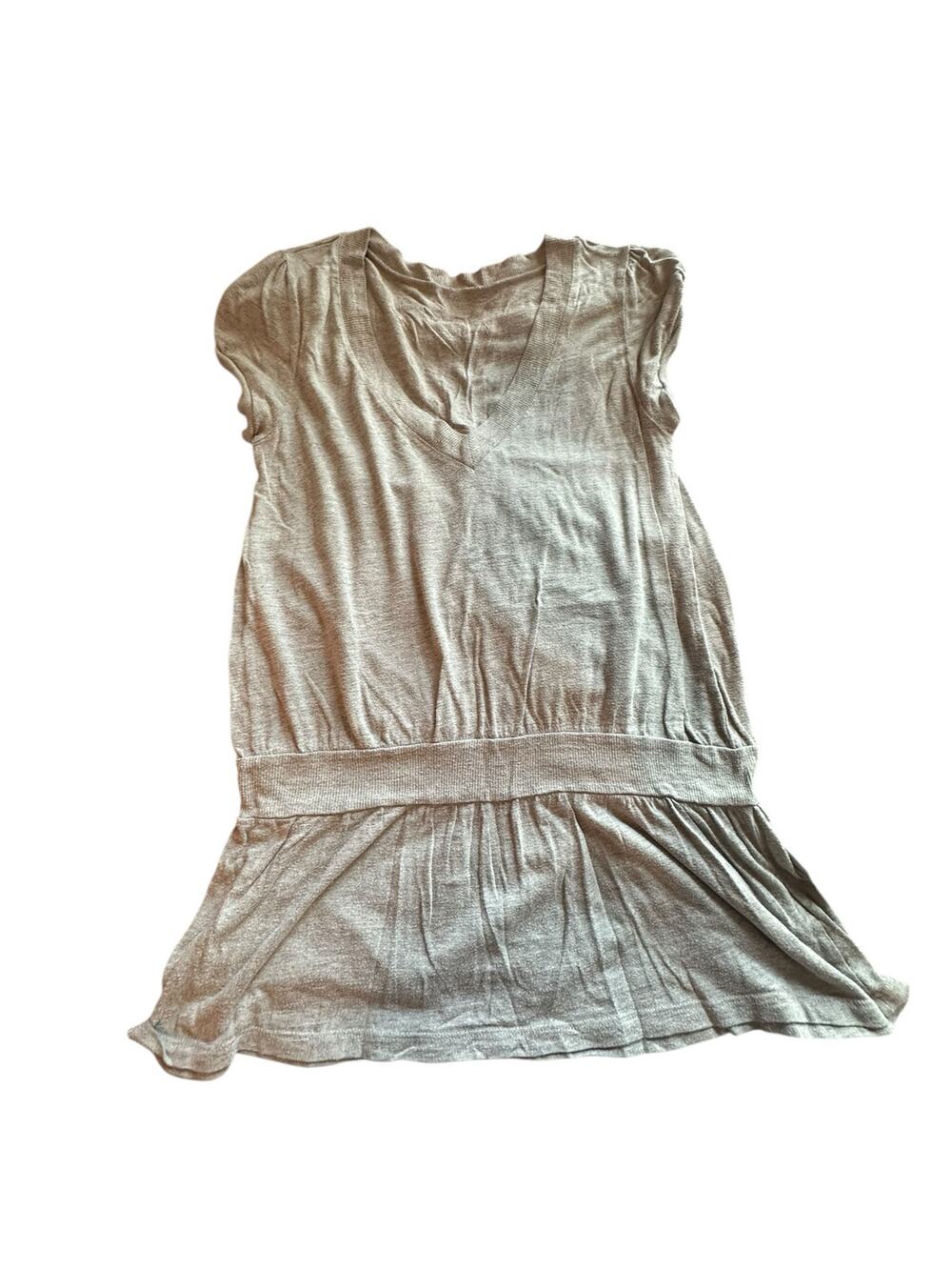 Girls Gray Knit Short Sleeve V-Neck Sweater Dress Youth Size Medium